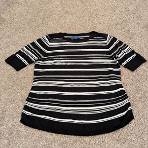 Apt 9 Black and white striped half sleeve comfortable stretchy basic shirt top